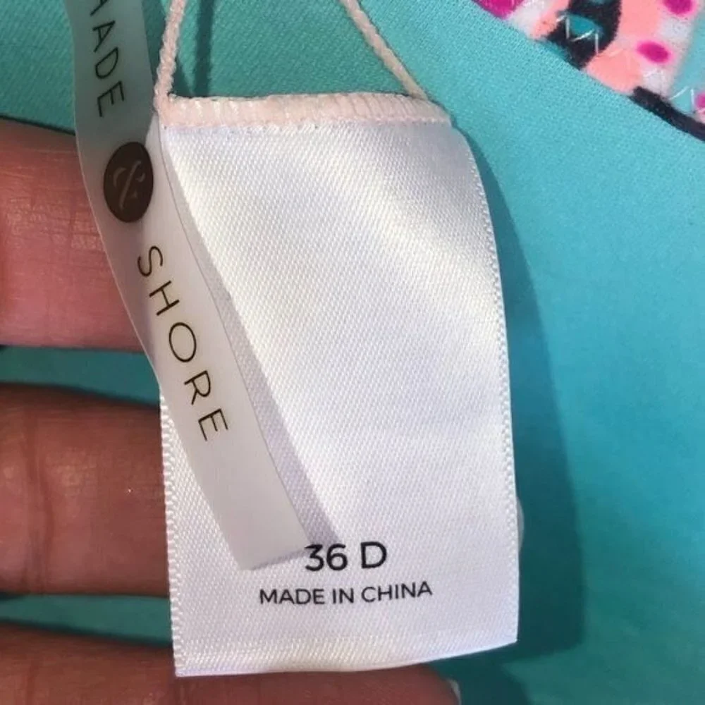 Shade & Shore Swim Bikini Top Size 36D Pink Print Tassel
